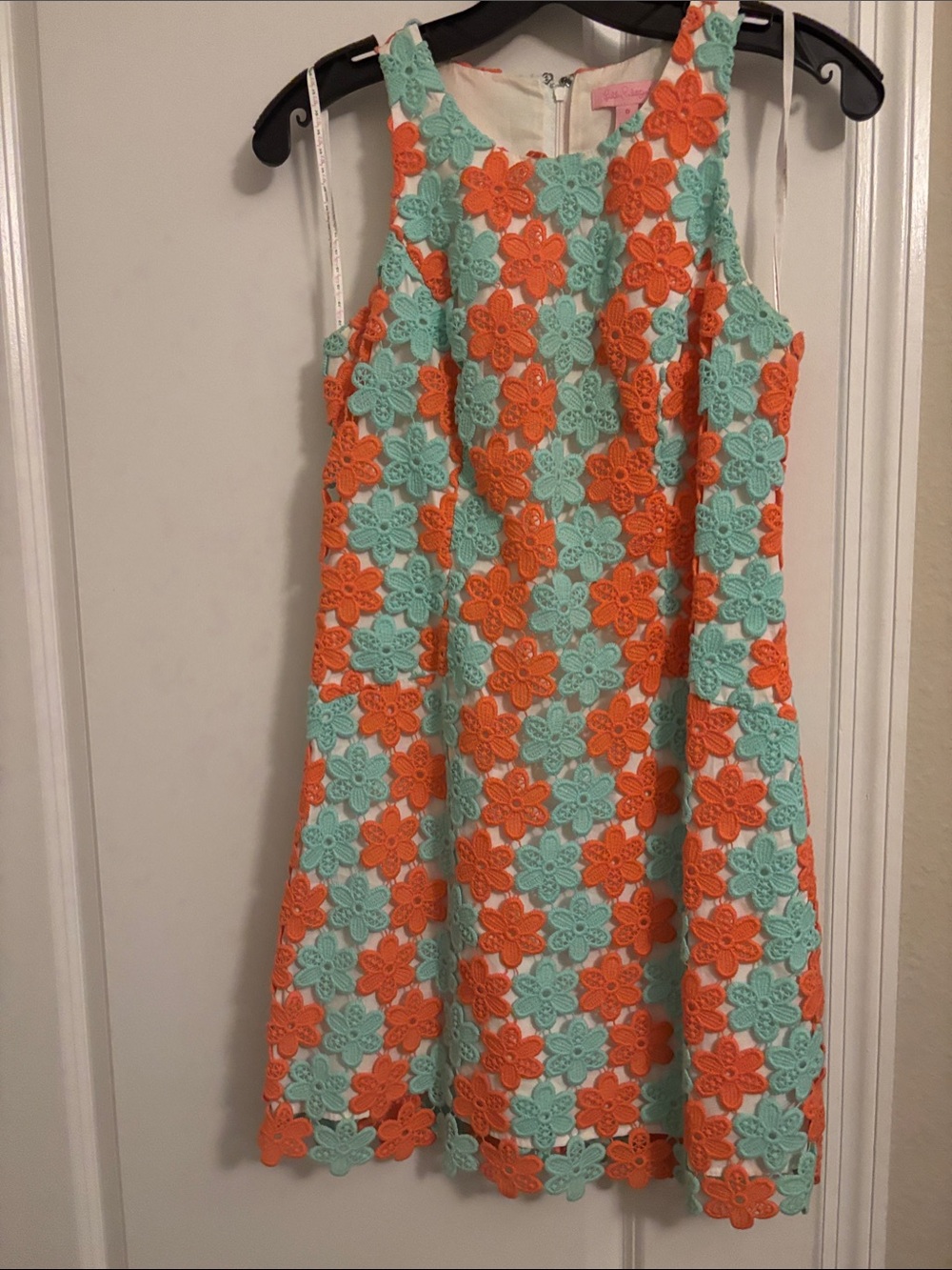 Lilly Pulitzer Orange and Mint Floral Crochet Shift Dress